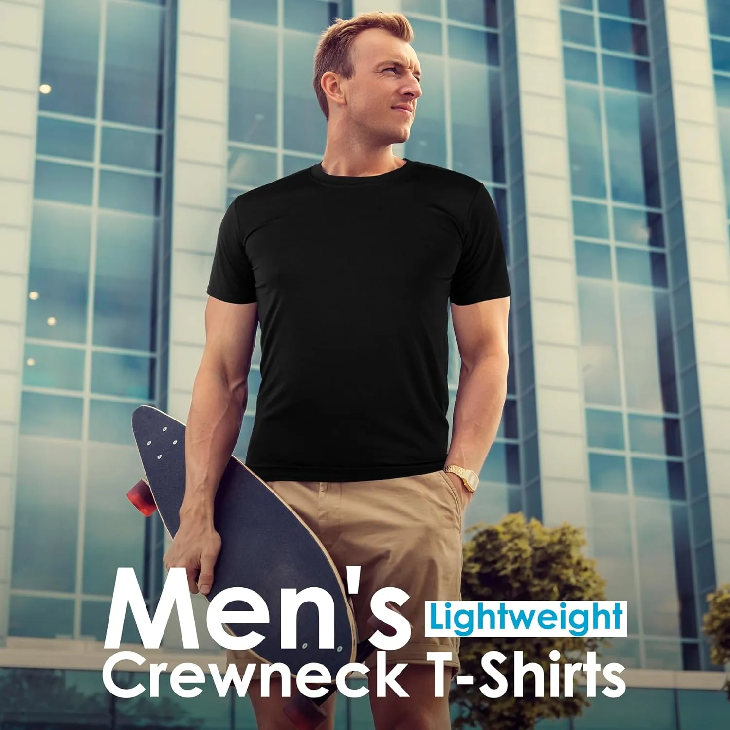 2&5 Pack Men's Sports T Shirts,Crew Neck Breathable Quick-Dry Short Sleeve, Lightweight Tee for Athletic Running