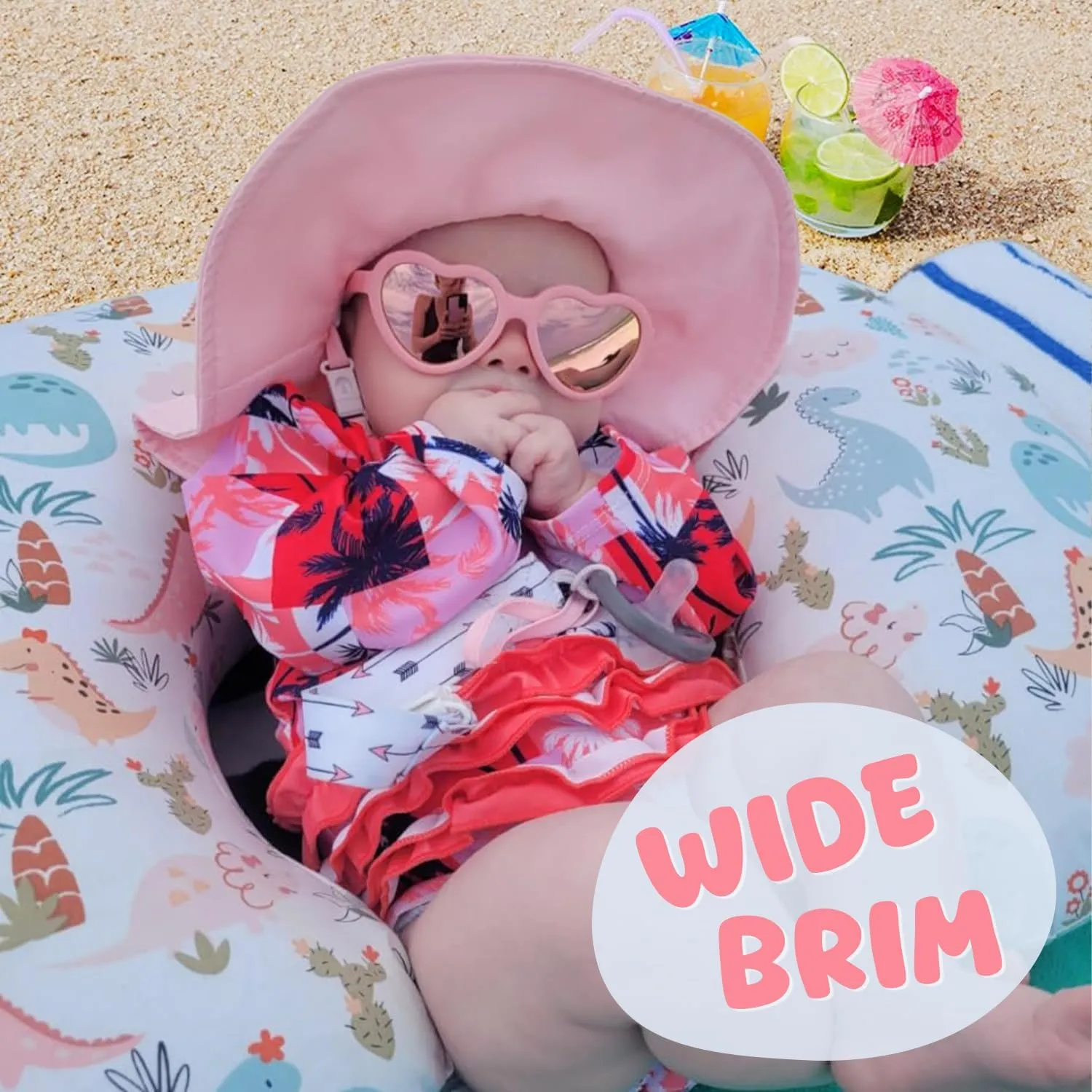 Baby Sun Hat Toddler Girl Beach Hat Adjustable Outdoor Summer Hat UPF 50  Sun Protection Wide Brim Infant Kids