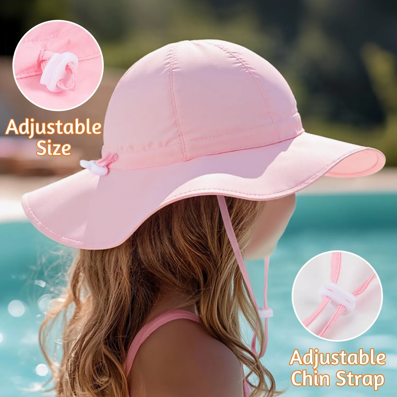 Baby Sun Hat Toddler Girl Beach Hat Adjustable Outdoor Summer Hat UPF 50  Sun Protection Wide Brim Infant Kids