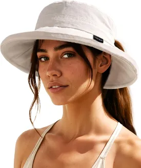 FURTALK Sun Hat for Women UPF 80  Wide Brim, Packable Bucket Hat with Ponytail Hole for Hiking Travel Outdoor