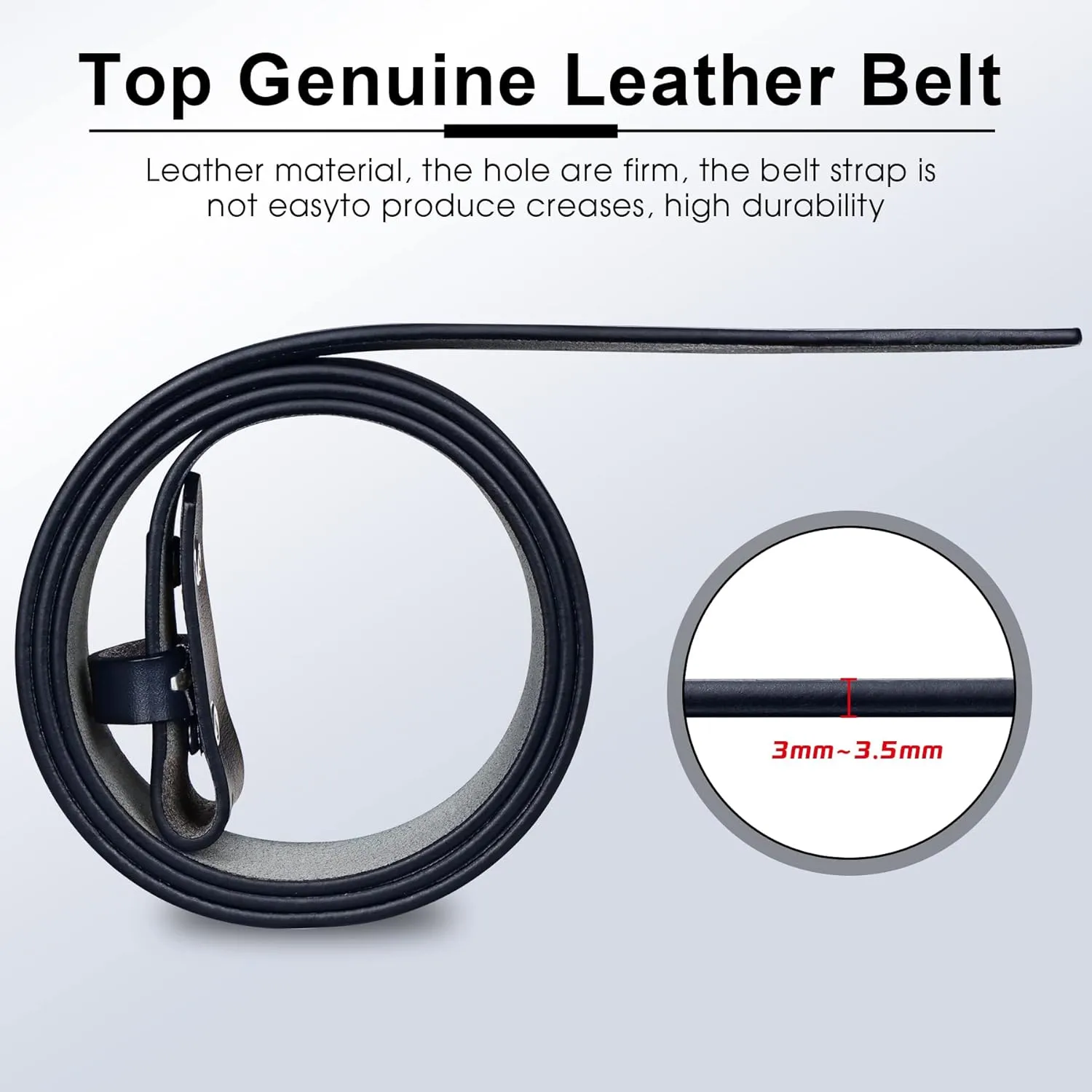 HJones Western Belts for Men without Buckle,Cowboy Belt Buckles for Men,1.5" Wide Genuine Leather Belt No Buckle