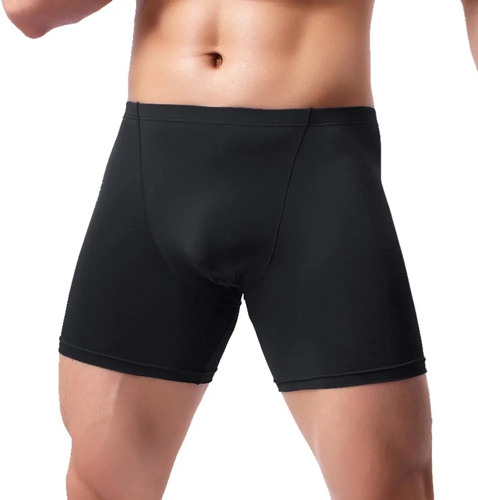 IKINGSKY Men's Long Leg Boxer Briefs Seamless Front Breathable Trunks Stretch Men Undepanties