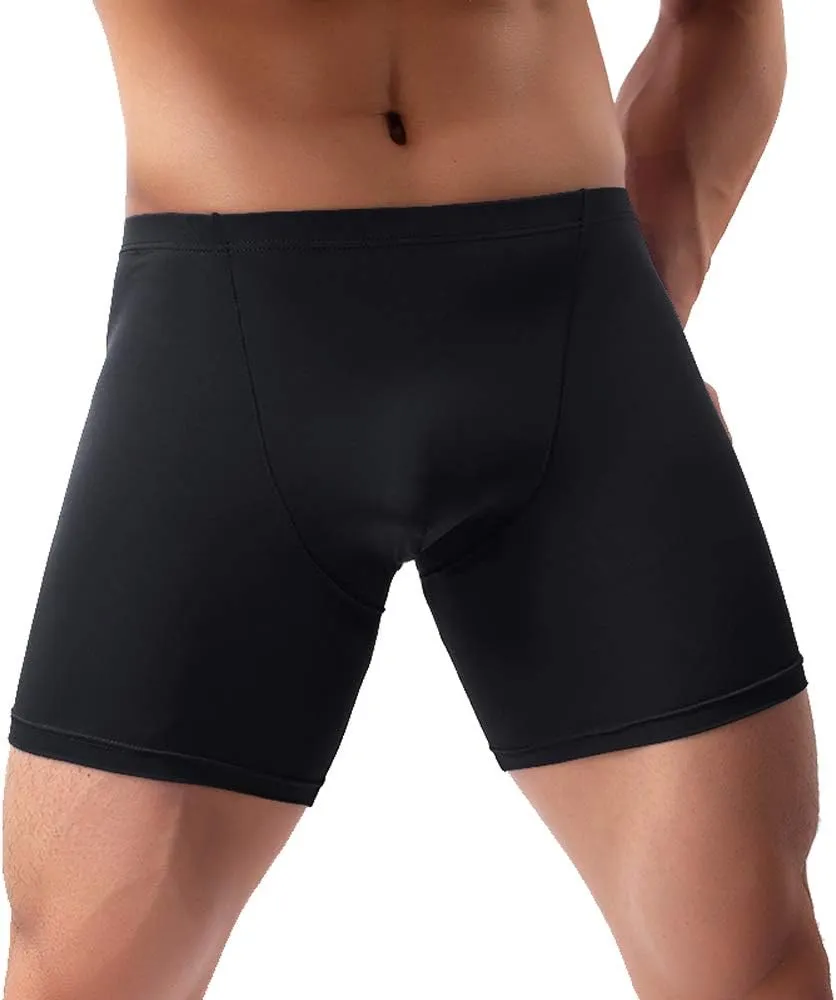 IKINGSKY Men's Long Leg Boxer Briefs Seamless Front Breathable Trunks Stretch Men Undepanties