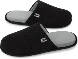 LongBay Mens House Slippers Comfy Knit Scuff Lightweight Memory Foam Slip On Bedroom Shoes for Indoor Outdoor Travel