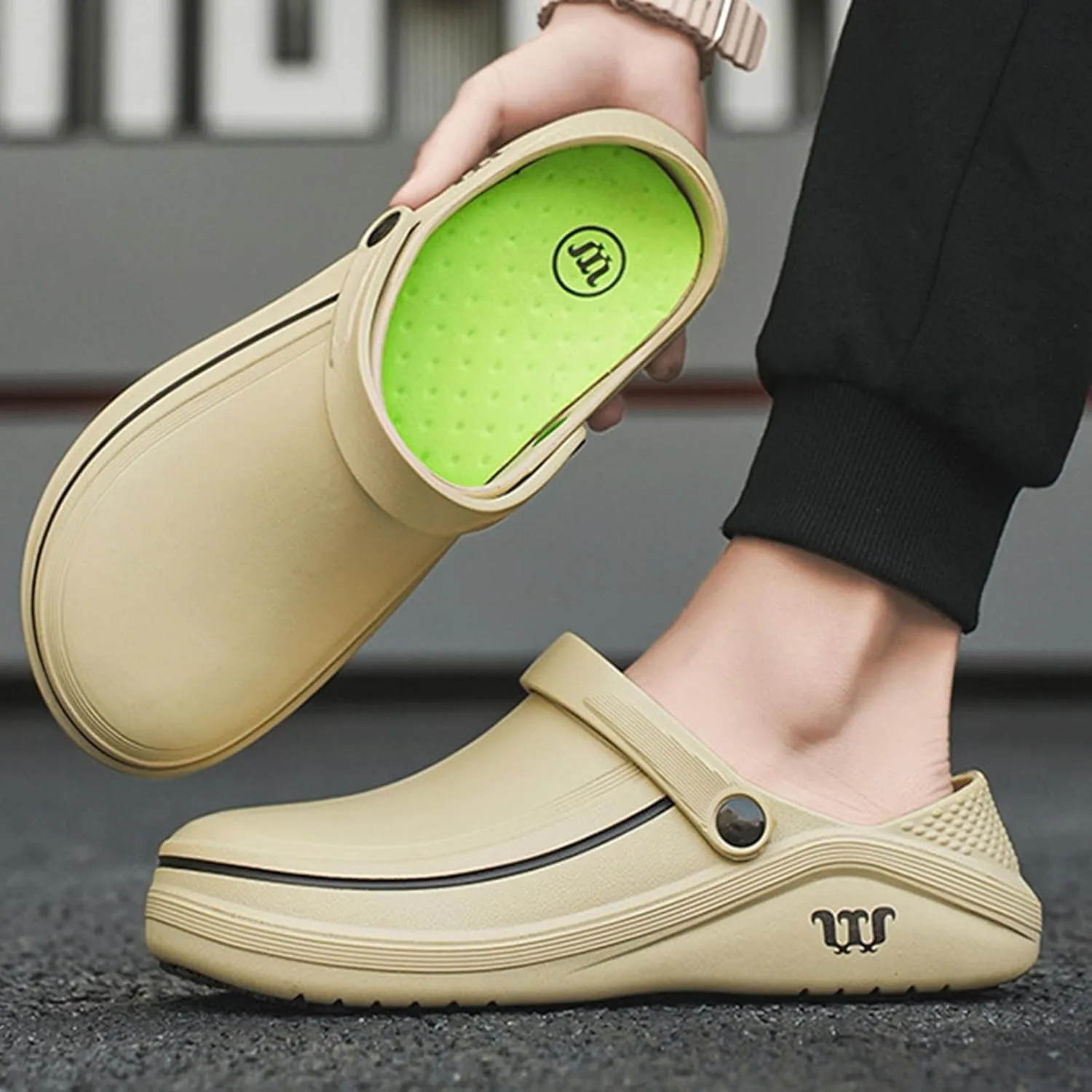 Mens Chef Work Shoes, Non Slip Oil Resistant Clogs Work Shoes, Kitchen Waterproof Nursing Safety Shoes