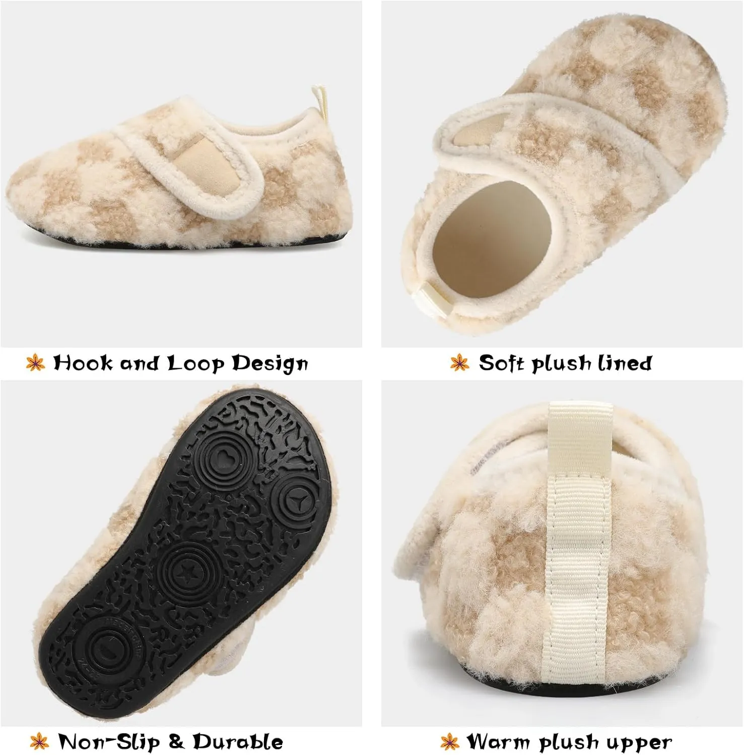 Scurtain Toddler Warm Winter House Slippers Baby Boys Girls Indoor Home Slippers Cozy Lightweight Non-Slip Shoes For Infant Kids Plush Linned