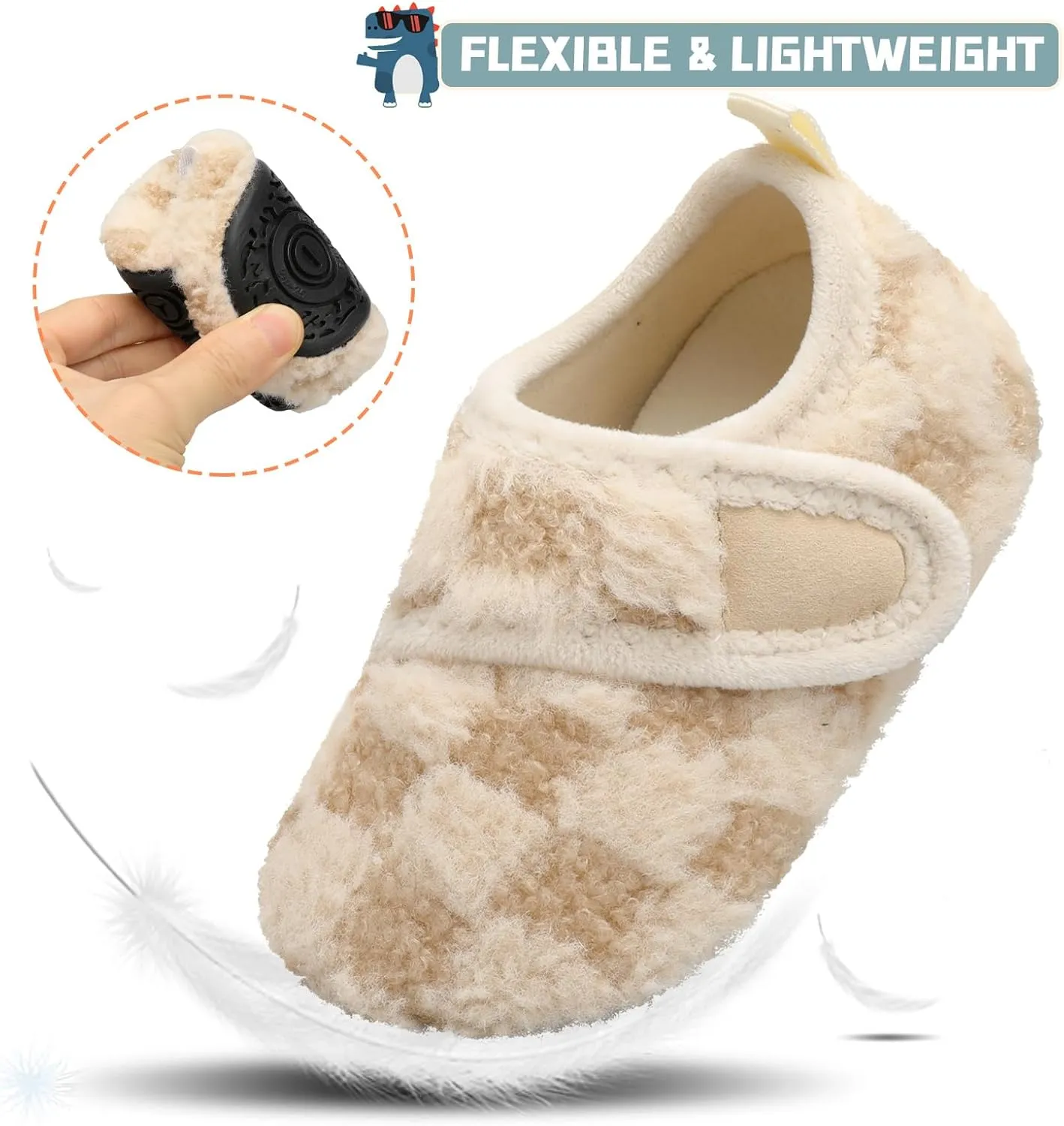 Scurtain Toddler Warm Winter House Slippers Baby Boys Girls Indoor Home Slippers Cozy Lightweight Non-Slip Shoes For Infant Kids Plush Linned