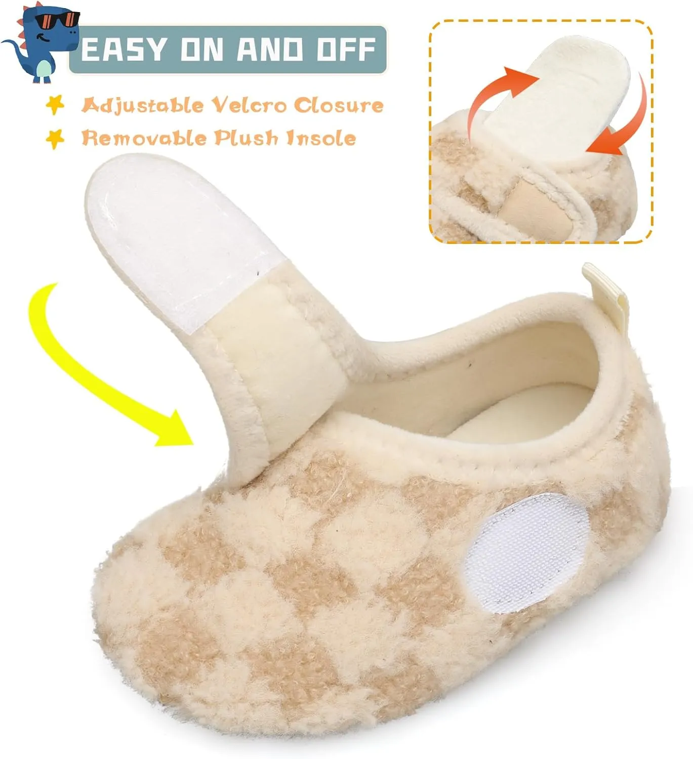 Scurtain Toddler Warm Winter House Slippers Baby Boys Girls Indoor Home Slippers Cozy Lightweight Non-Slip Shoes For Infant Kids Plush Linned