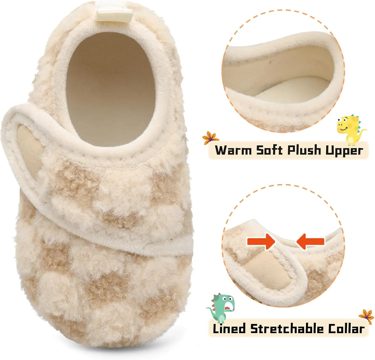 Scurtain Toddler Warm Winter House Slippers Baby Boys Girls Indoor Home Slippers Cozy Lightweight Non-Slip Shoes For Infant Kids Plush Linned