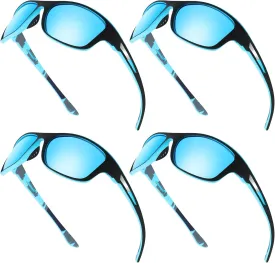 TOODOO 4 Pairs Men Polarized Sunglasses with UV Protection Driving Glasses Sports for Sport Outdoor Activities