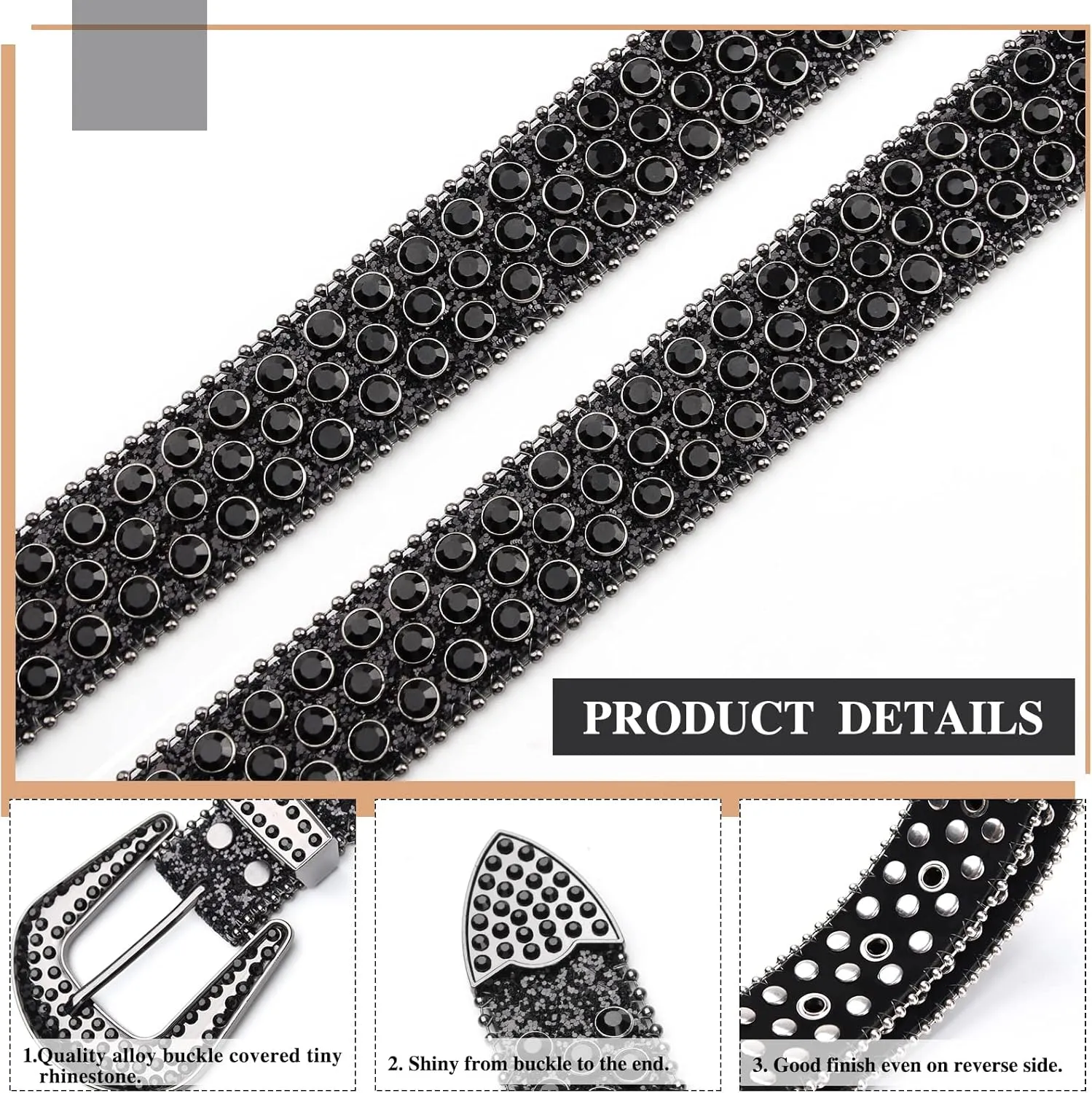 UnFader Womens Men Rhinestone Western Belts Bling Cowgirl Designer Diamond Studded Belts for Jeans