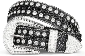 UnFader Womens Men Rhinestone Western Belts Bling Cowgirl Designer Diamond Studded Belts for Jeans